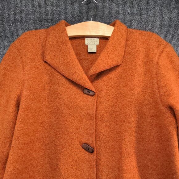 Sigrid Olsen Clothing Women's Jacket Orange Small Long Sleeve Lambswool - Picture 3 of 14